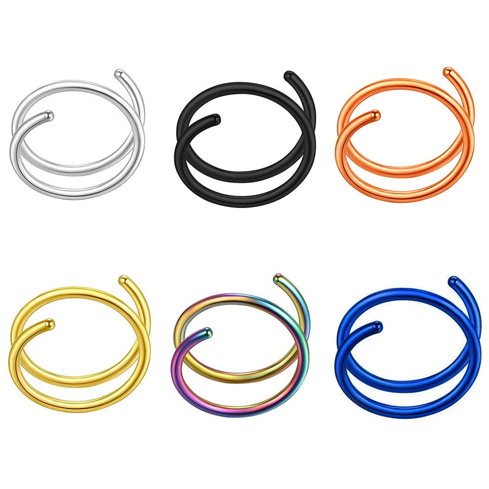 thumbnail image 2 of Nariz espiral 6PC aro aro de la nariz para las mujeres de la nariz para las niñas de joyería Piercing Anillo Nostril para Piercing Anillo aro de la nariz de joyería, 2 of 2